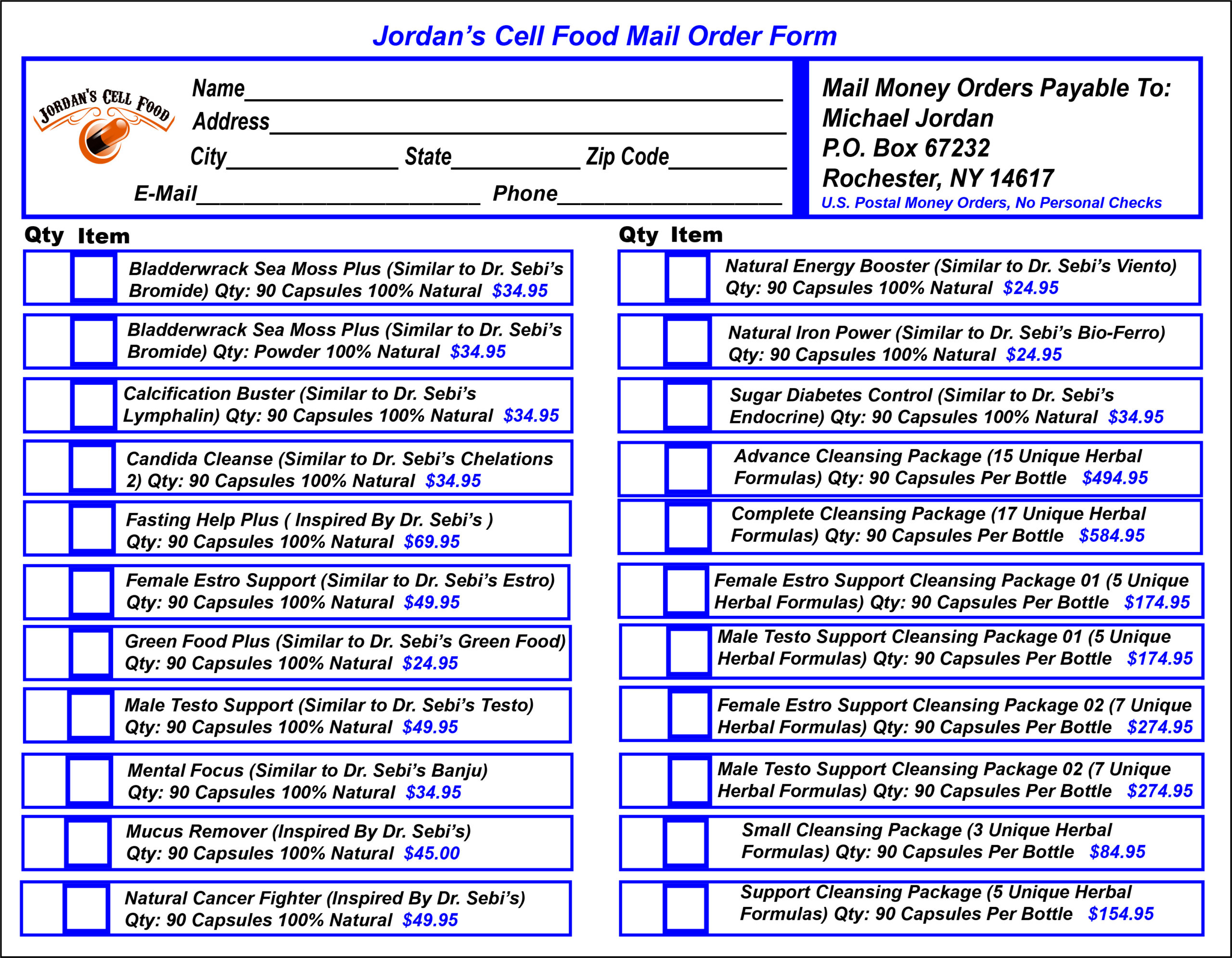 Jordan's Cell Food Mail Form 12